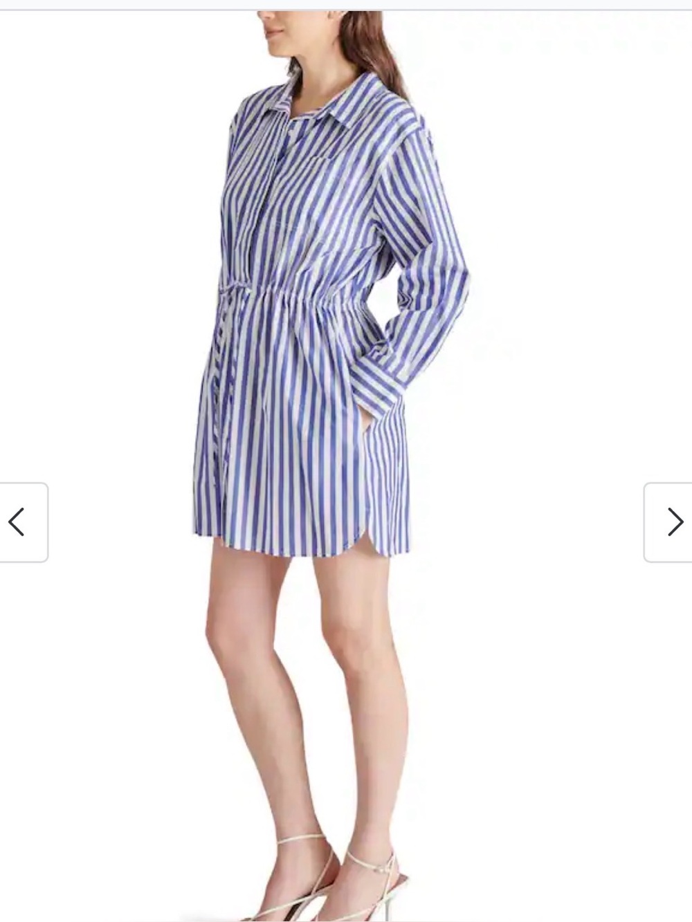 Steve Madden Rani Blue & White Vertical Stripe Shirt Dress. Sz Small. NWT - Picture 3 of 10